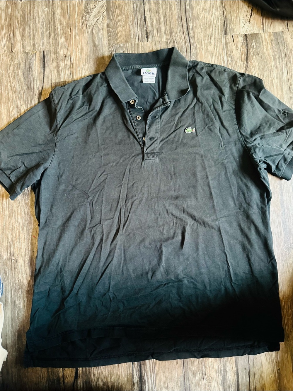 Lacoste Black Polo Shirt with Green Crocodile Logo